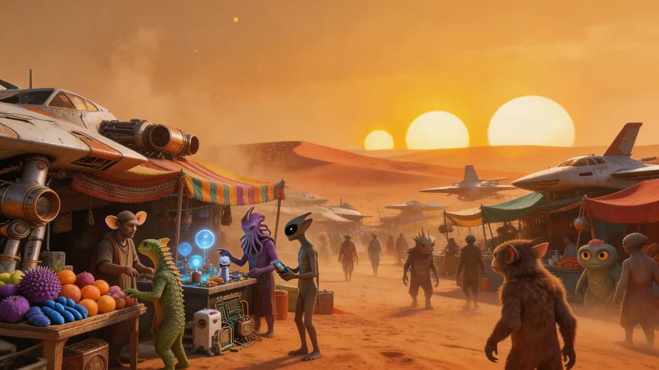 Alien Bazaar Seedream 5.0 Pro prompt example