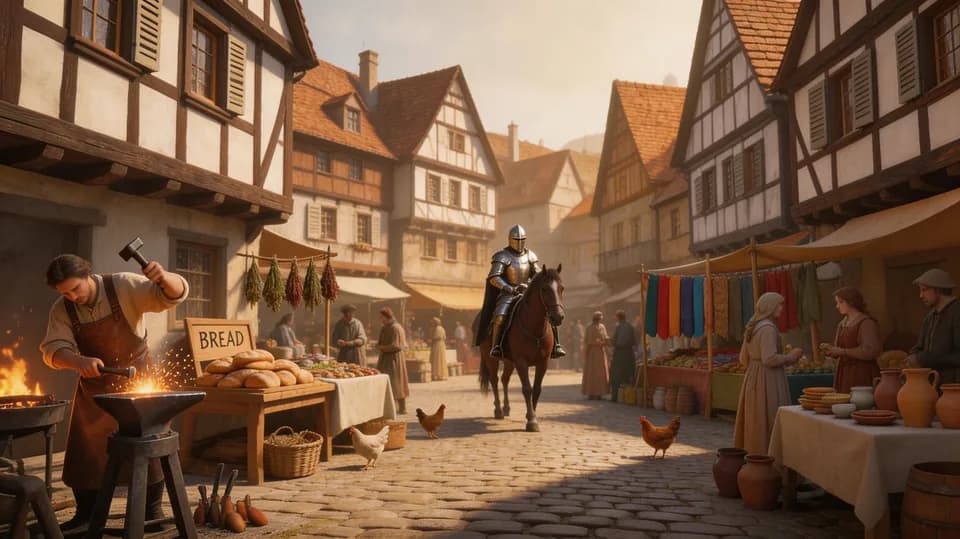 Medieval Market Seedream 5.0 Pro prompt example