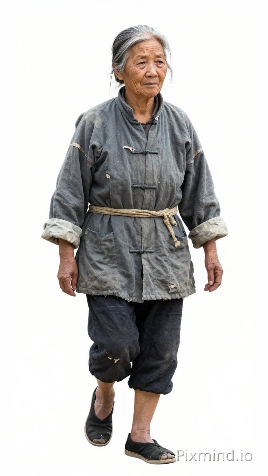 Chinas Ming-Dynastie, weiblich, 60 Jahre alt, 1,55 m groß, 45 kg, das silberne Haar lose im Nacken aufgesteckt, freundl…