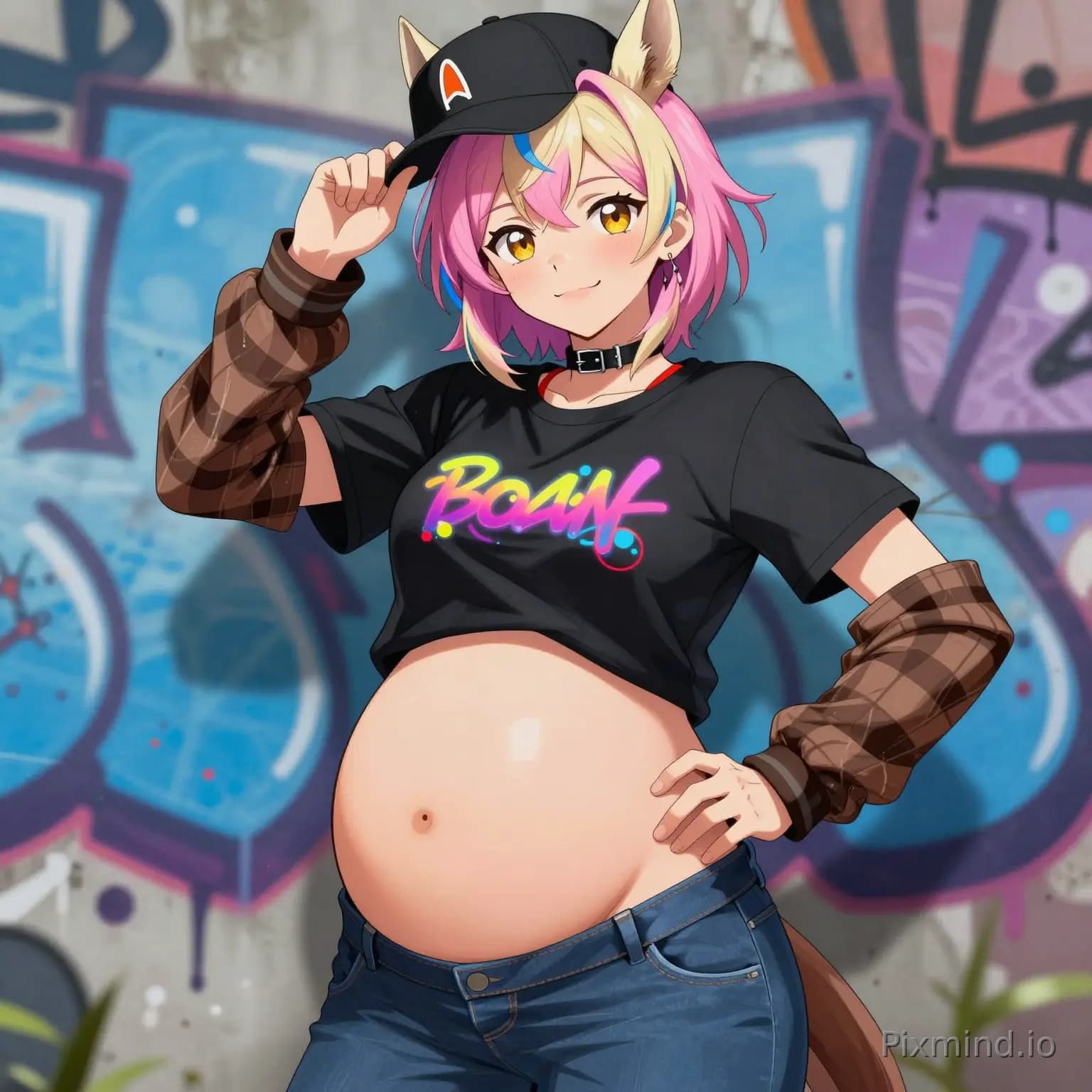 1 dziewczyna, horse girl, uma musume, chłopczyca, zmienny kolor włosów (proszę zastąpić własnym kolorem, np.: różowy/ni…