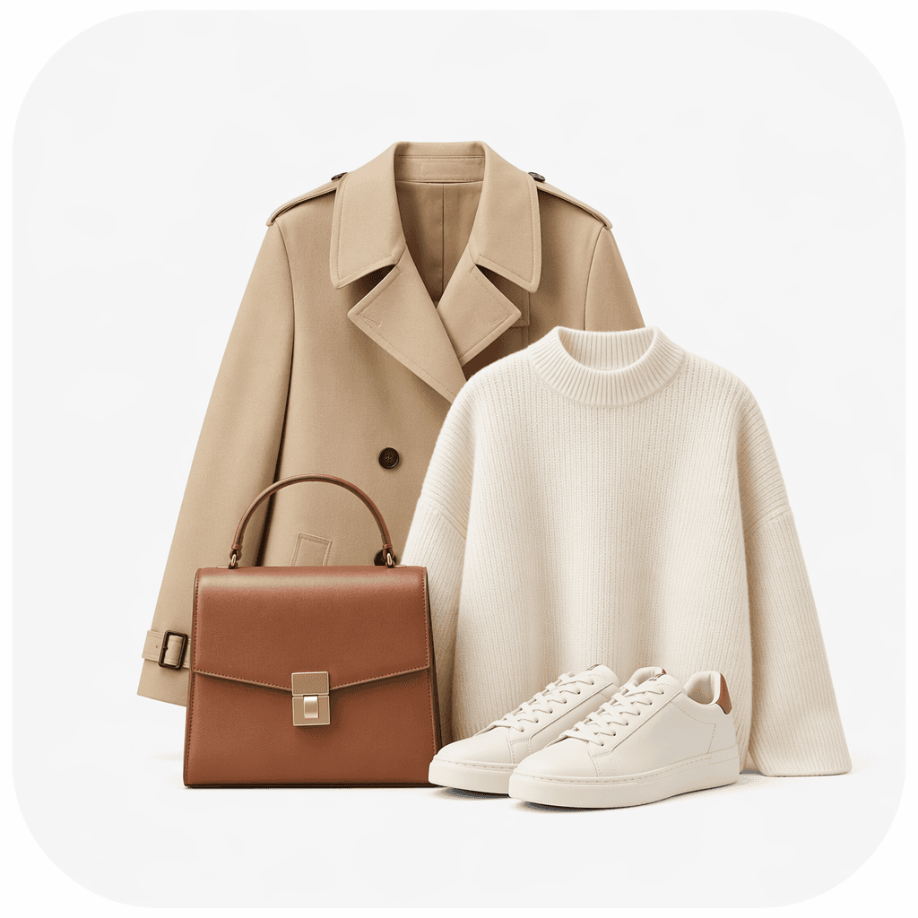 Maak een icoon voor kleding, schoenen en tassen voor de website-UI, met een echte foto.