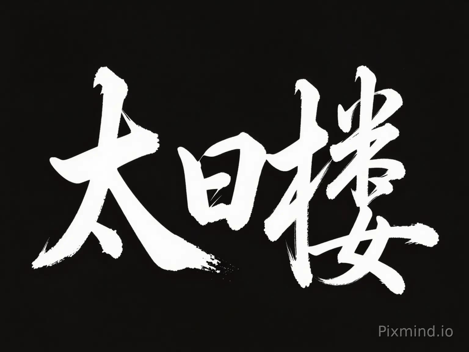 生成“太白楼”三个中文字的书法笔迹，需要汉字并排、背景为黑色，字体颜色为白色，注意中文不要出现错别字