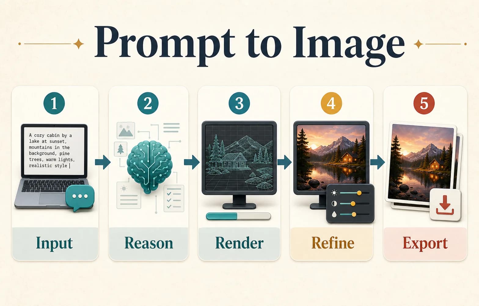 A clean prompt to image workflow infographic generated by Nano Banana Pro