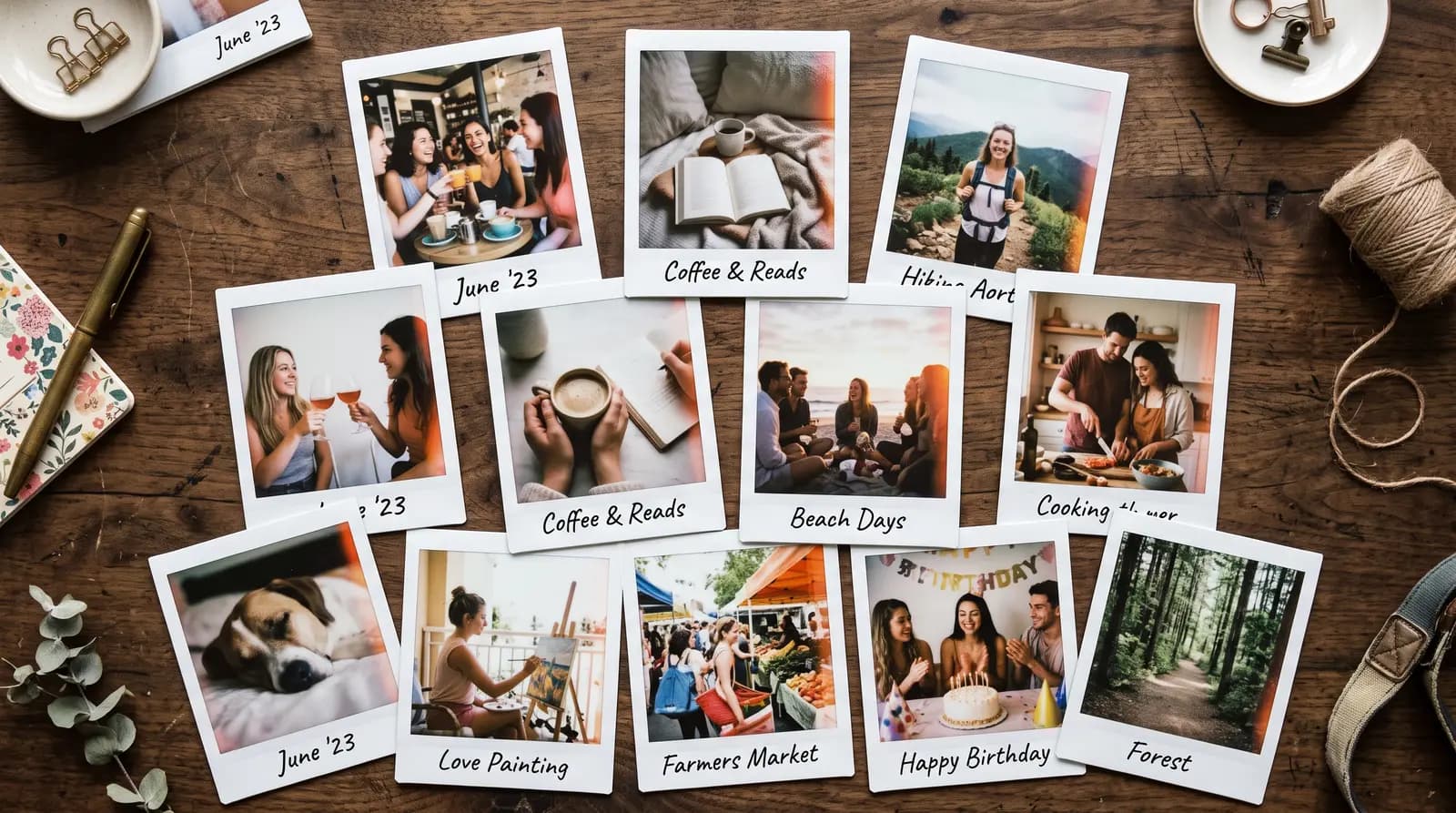 Multi-panel polaroid instant photo collage