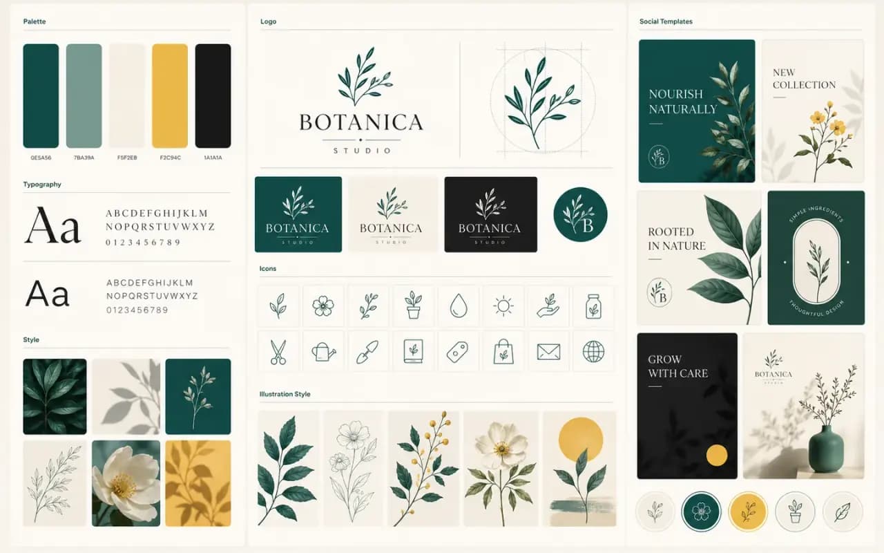 Consistent brand system board generated with AI