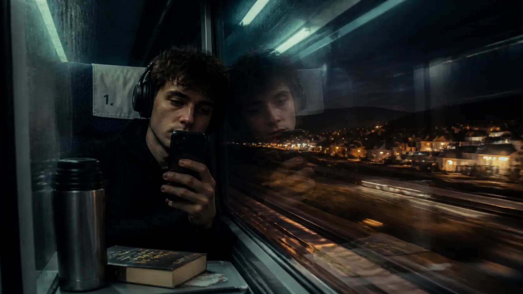 Reflection Self-Portrait in Night Train