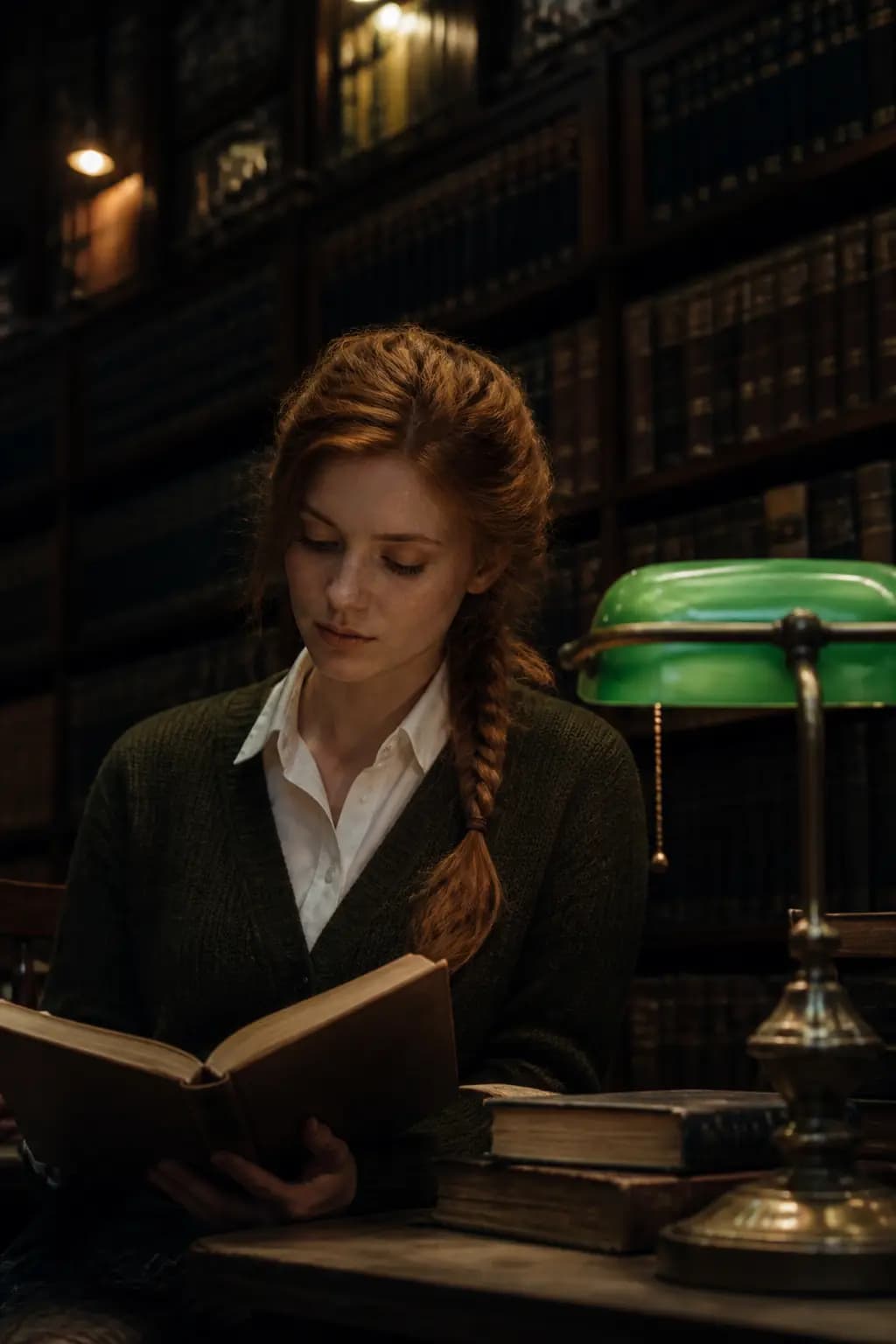Dark Academia Library Portrait