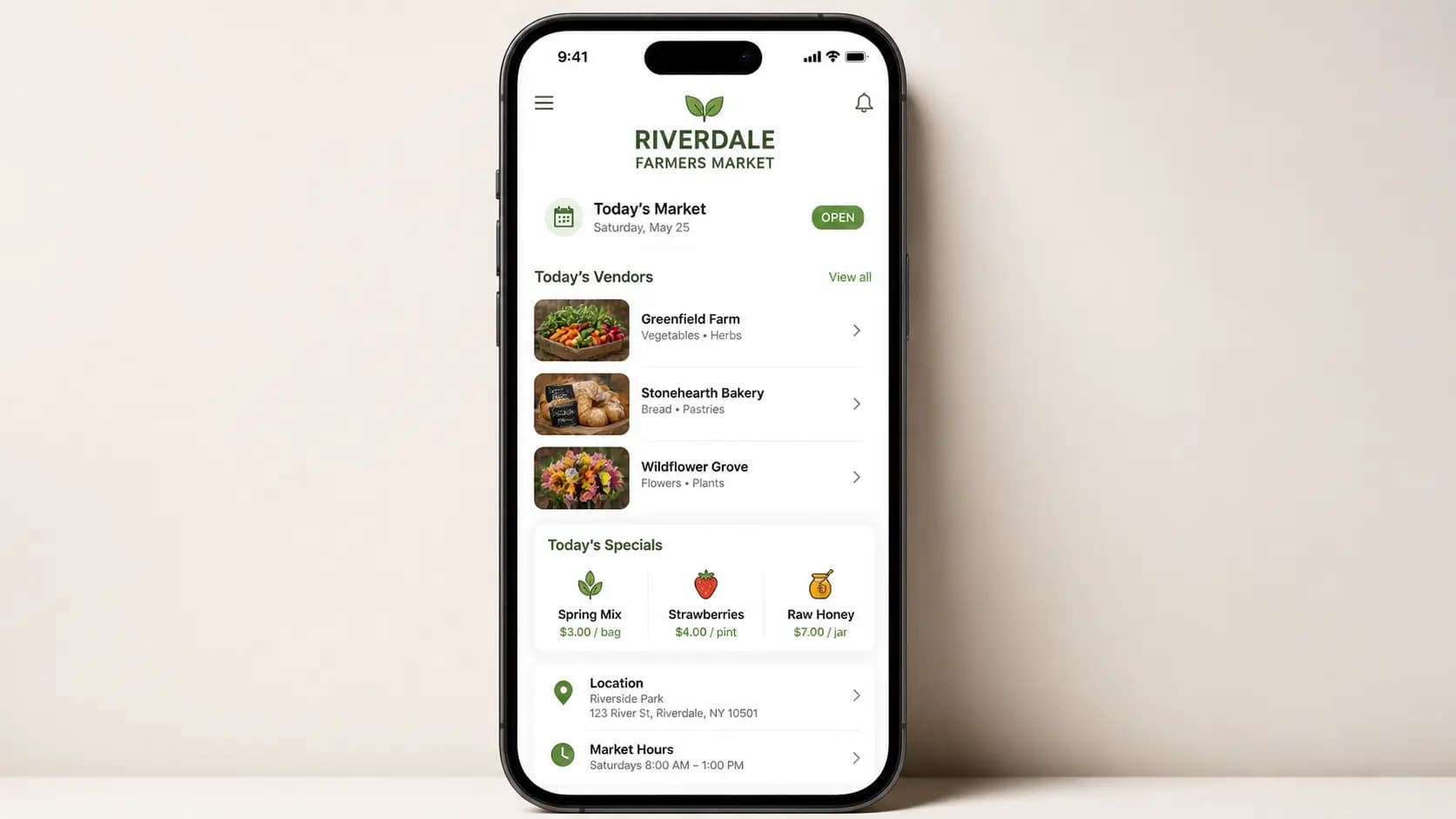 Farmers Market App