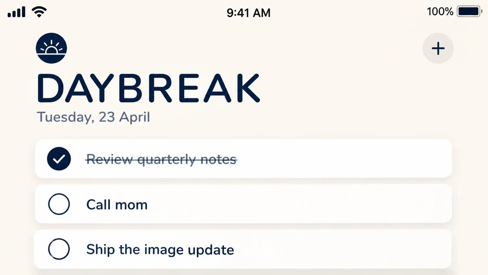 To-Do App Screenshot (DAYBREAK)