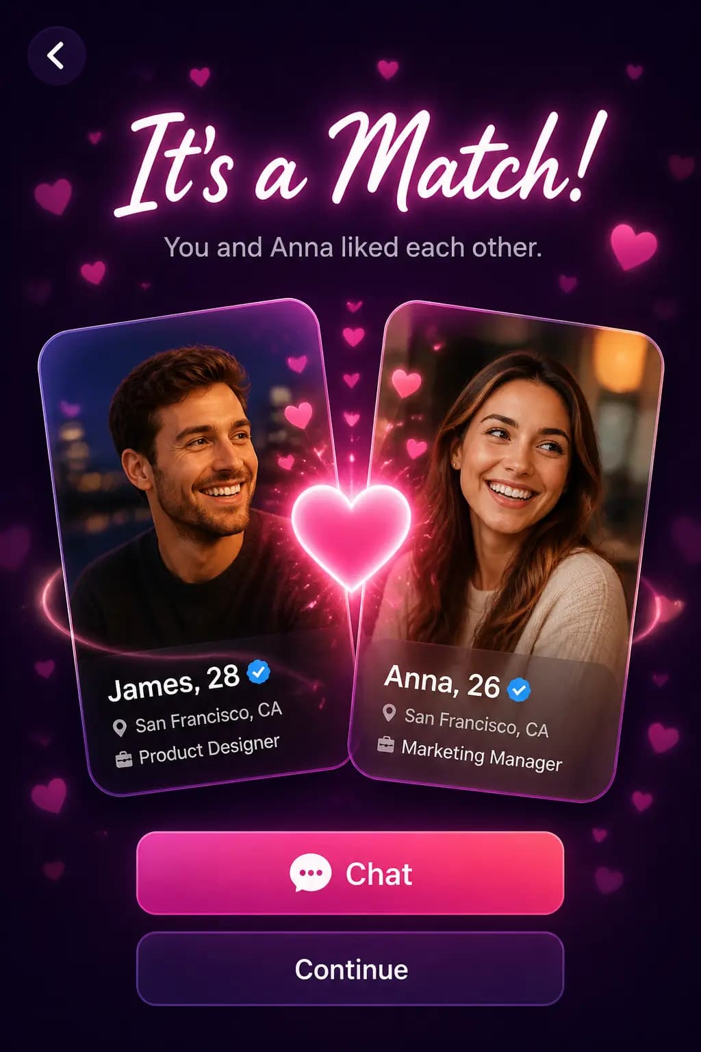 Social Dating App Match Screen