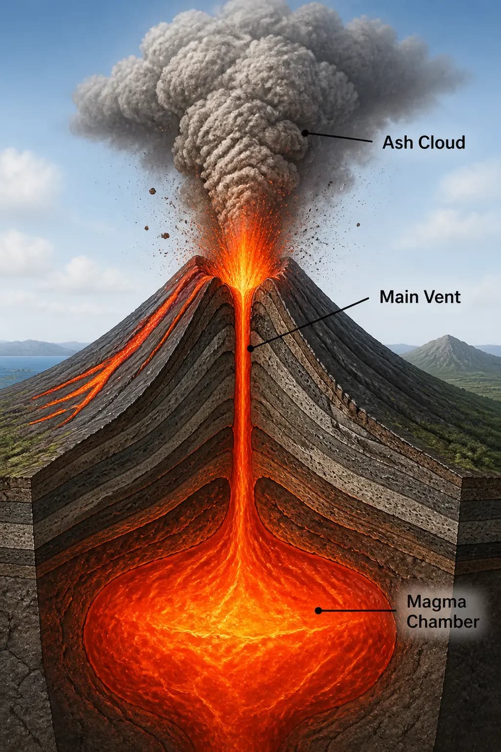 Volcanic Eruption Cross-Section