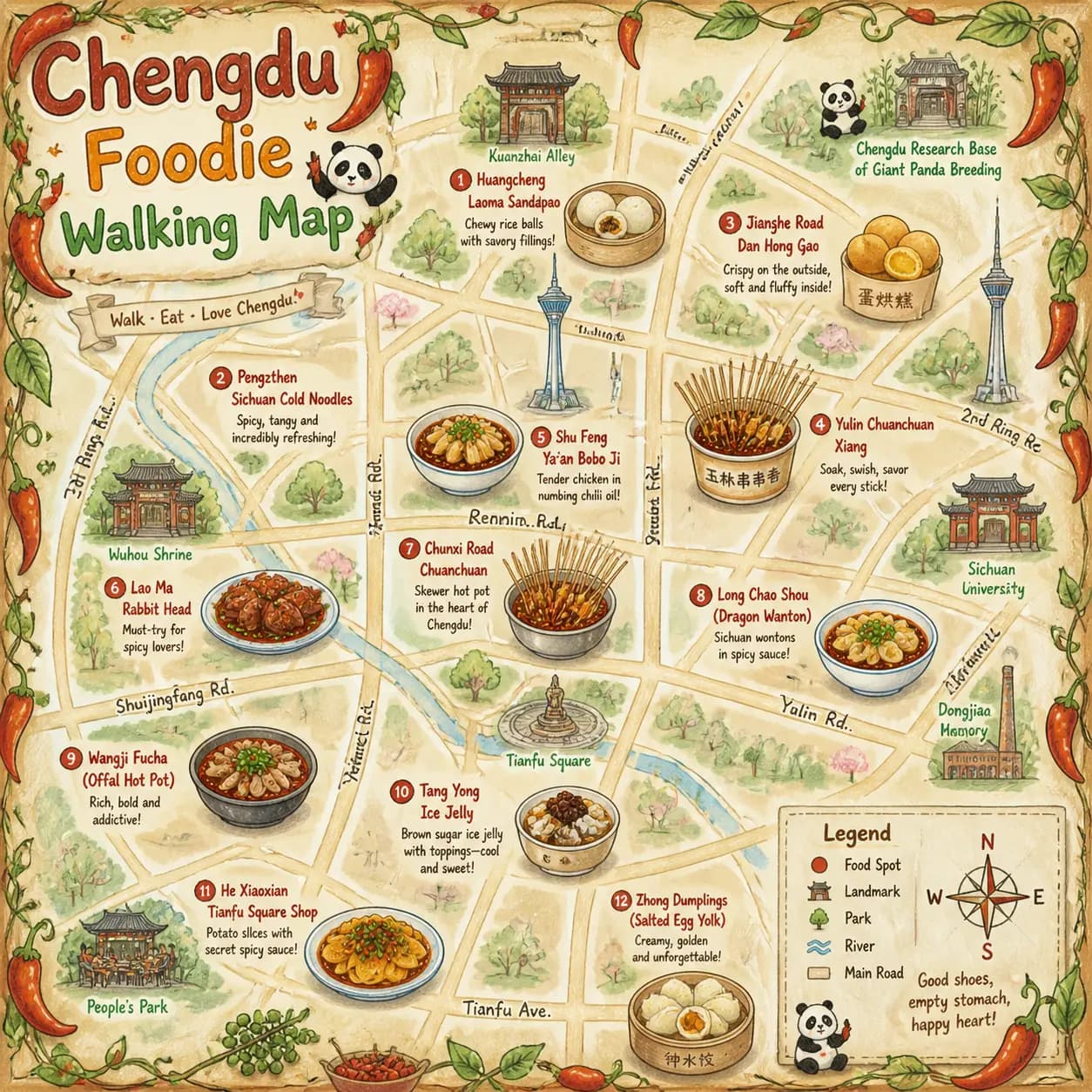 Chengdu Food Map Illustration