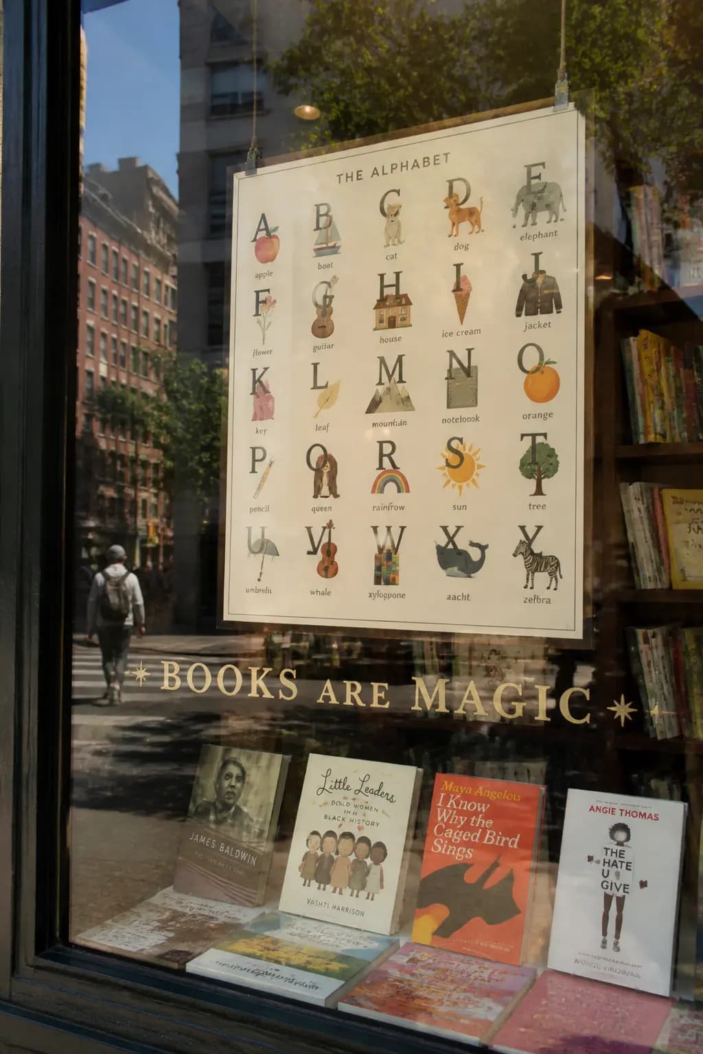 Bookstore Window with Alphabet Poster