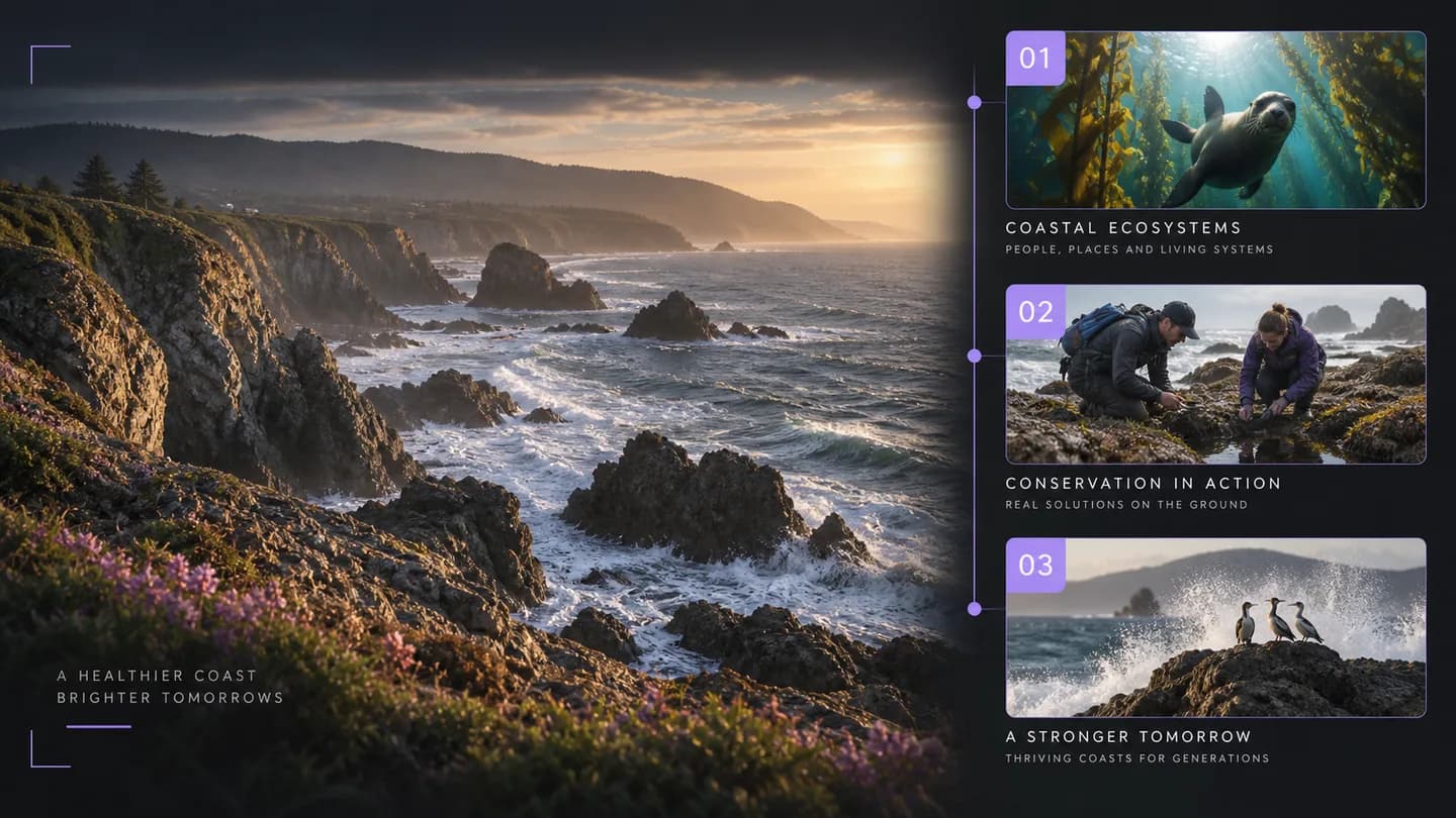 A coastal conservation recording becomes an overview of the problem, the proposed response and the conclusion. Use timestamps to check an important claim in context.